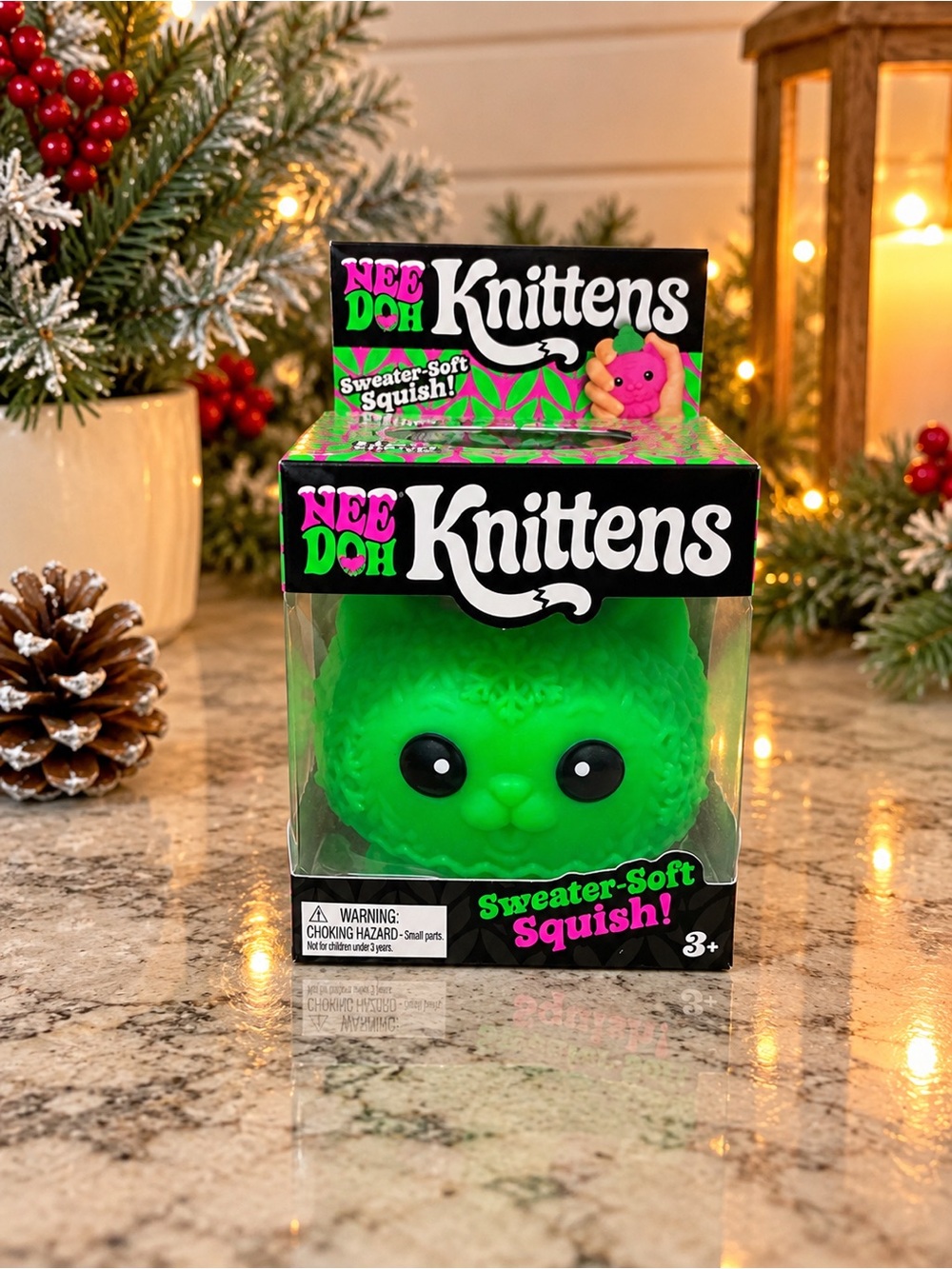 NeeDoh! Knittens Sweater-Soft Squish Plush - Green